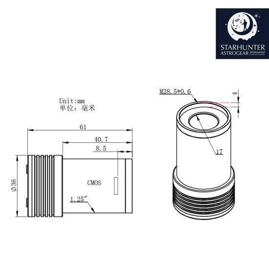 ZWO ASI174MM-MINI 2.3 MP CMOS Monochrome Astronomy Camera with USB 2.0