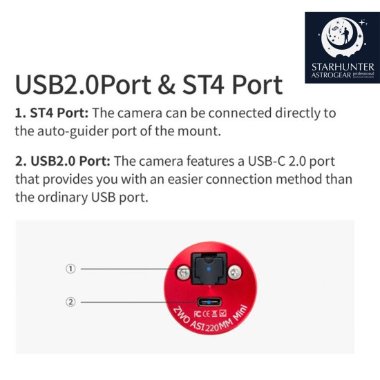 ZWO ASI220MM-MINI 2.07 MP CMOS Monochrome Astronomy Camera