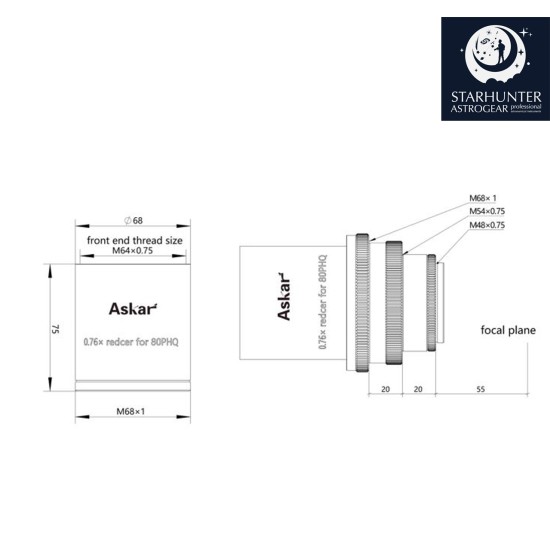 Askar 0.76x Reducer for Askar 80PHQ Telescope